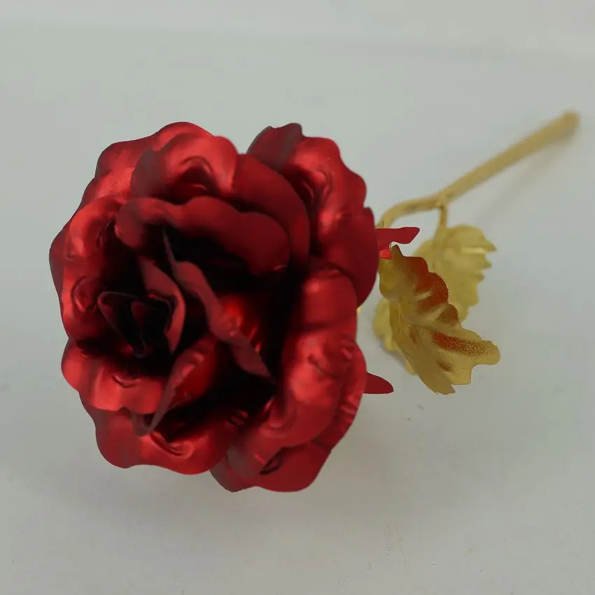 

2016 new style Red gold rose lover's flower Gold Dipped Rose(open, bud) Wedding Ornament wholesale retail box