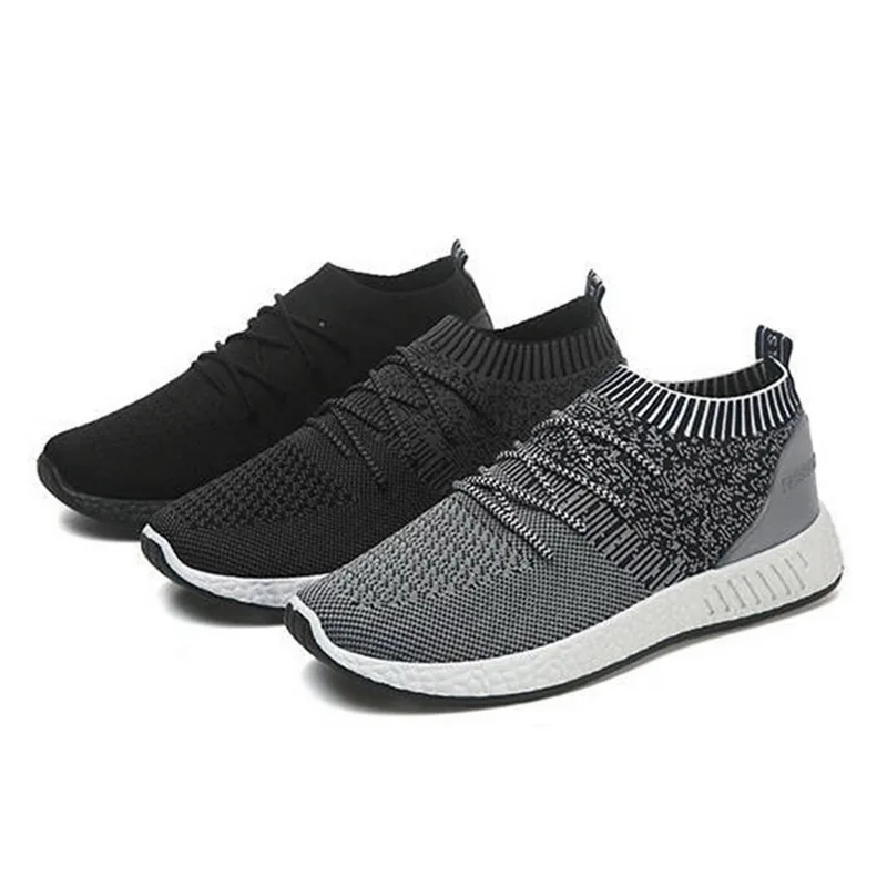 MoneRffi Men Knitting Vulcanize Shoes Sneakers Breathable Casual Male Air Mesh Lace Up Shoes Tenis Spring Adult Trainer