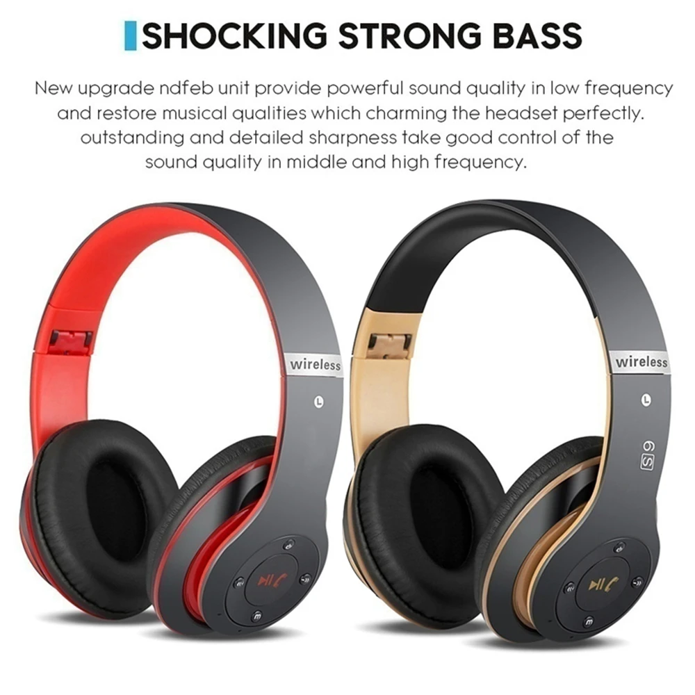 Новые S6 Bluetooth наушники беспроводные стерео гарнитуры с микрофоном/tf картой