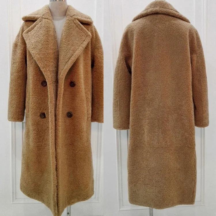 Женское модное повседневное пальто из овечьей шерсти, длинное Свободное пальто в стиле кокон
