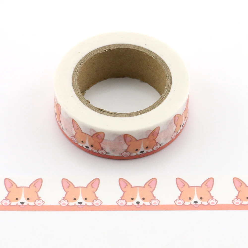 15mm*10m Cute dog Masking Washi Tape Decorative Adhesive Tape Decora Diy Scrapbooking Sticker Label