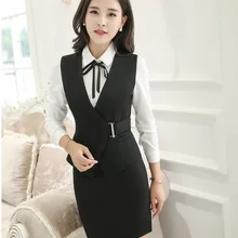 Модные комплекты из двух предметов женские деловые костюмы с юбкой и жилетом Женская рабочая одежда офисная форма стиль