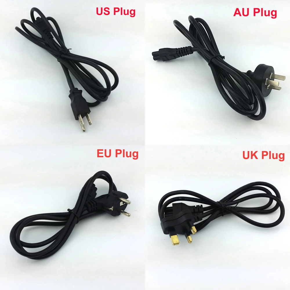 3-prong us au uk eu plug 1.2 medidor de 4 pés linha de alimentação cabo de 3 pinos para laptop pc
