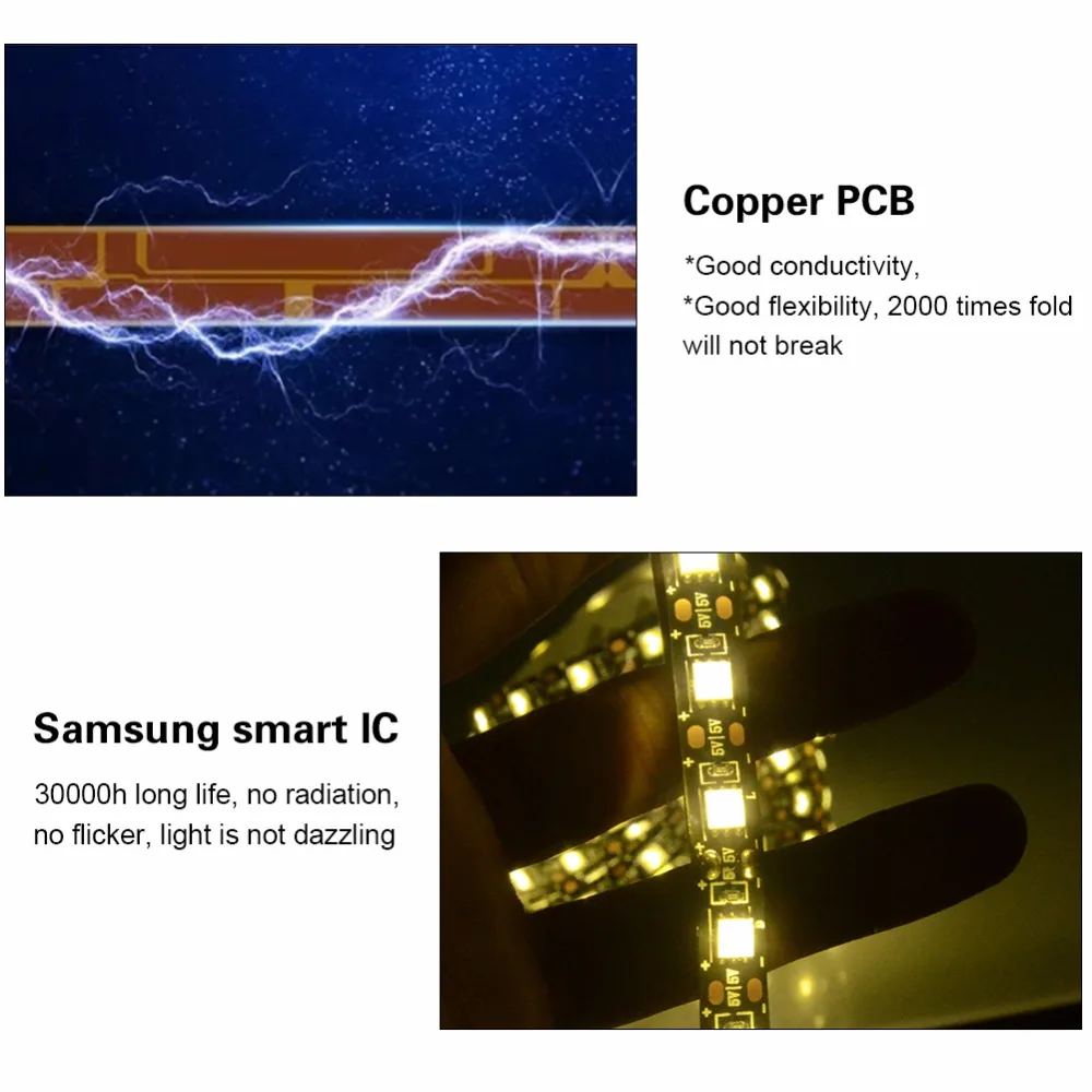 СВЕТОДИОДНАЯ лента SMD 5050 RGB 5 В 60 светодиодов/м светильник м 1 2 3 4 м|Светодиодные