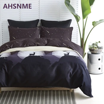 

AHSNME Very Comfortable Fabric and Reindeer in the Night Sky Pattern Bedding Set American Size Quilt Cover Home Textiles