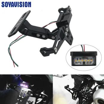 

Universal Aluminum Alloy Motorcycle Adjustable Angle Rear License Plate Mount Holder Bracket with LED Light