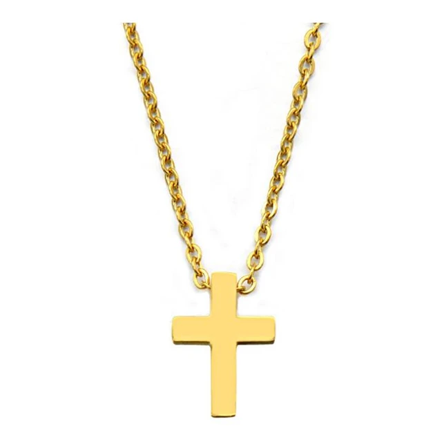 Gold color Stainless Steel Cross Pendants Necklaces Alfabet Initial ...