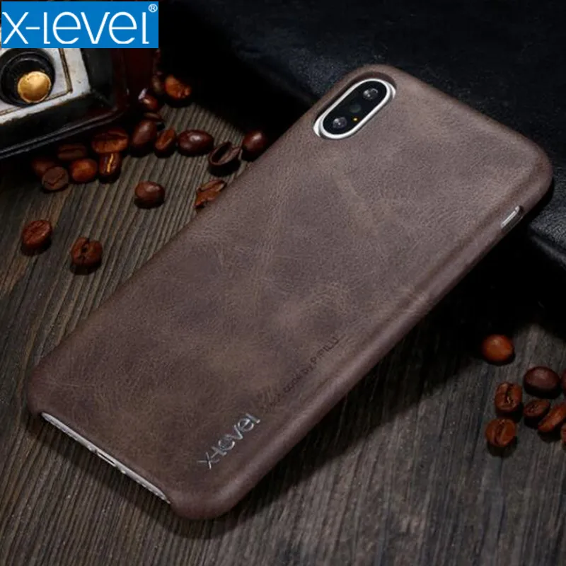 X-Level Retro Vintage Leather Case For iPhone X Ultra thin Protective Back Cover Capa for 8 Plus | Мобильные телефоны и