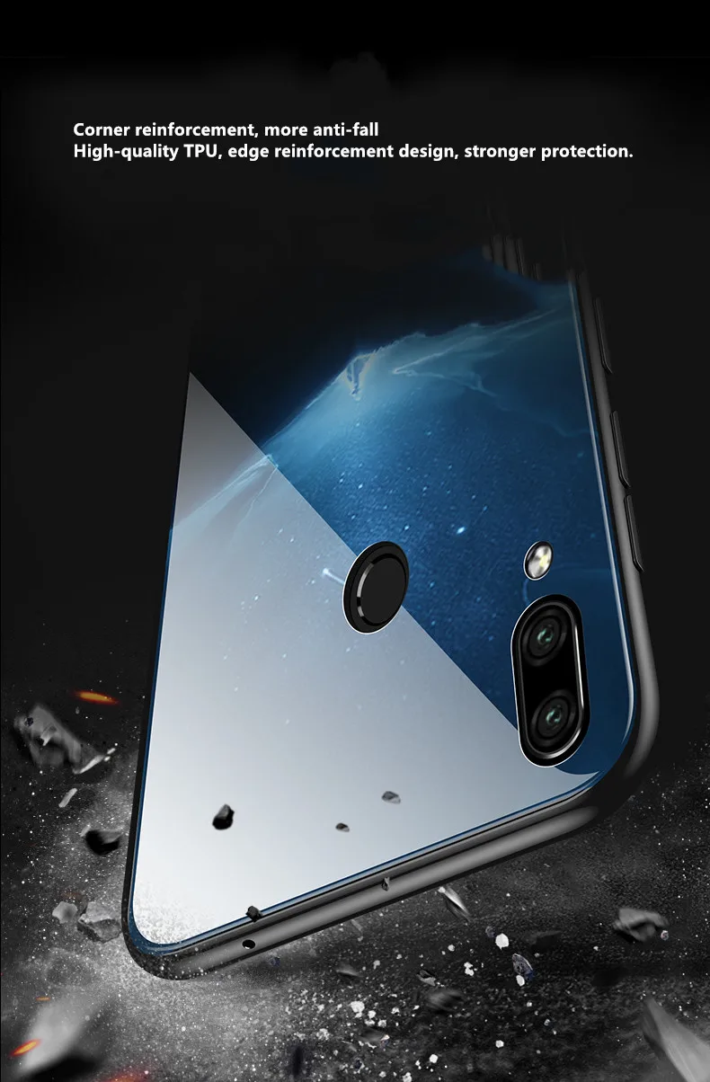 Чехол из закаленного стекла для Xiaomi Redmi 7 светящийся чехол из закаленного стекла силиконовый чехол для Xiaomi Redmi Note 7 Pro