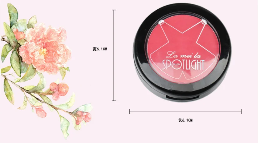 High Quality Brand Makeup Cheek Face Blush Powder 6Color Blusher Powder Pressed Foundation Face Makeup Blusher With Brush