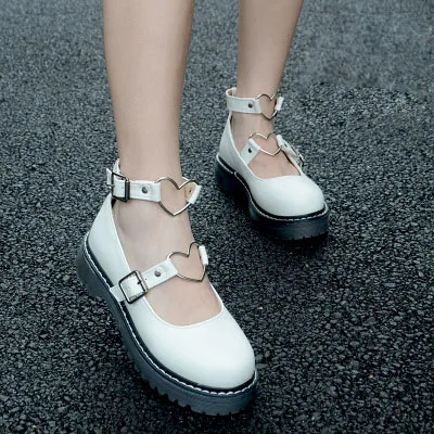 Обувь в японском винтажном консервативном стиле Mori Girl с круглым носком на платформе JK; обувь Лолиты для студентов; обувь из искусственной кожи - Цвет: Sole 3.5cm White
