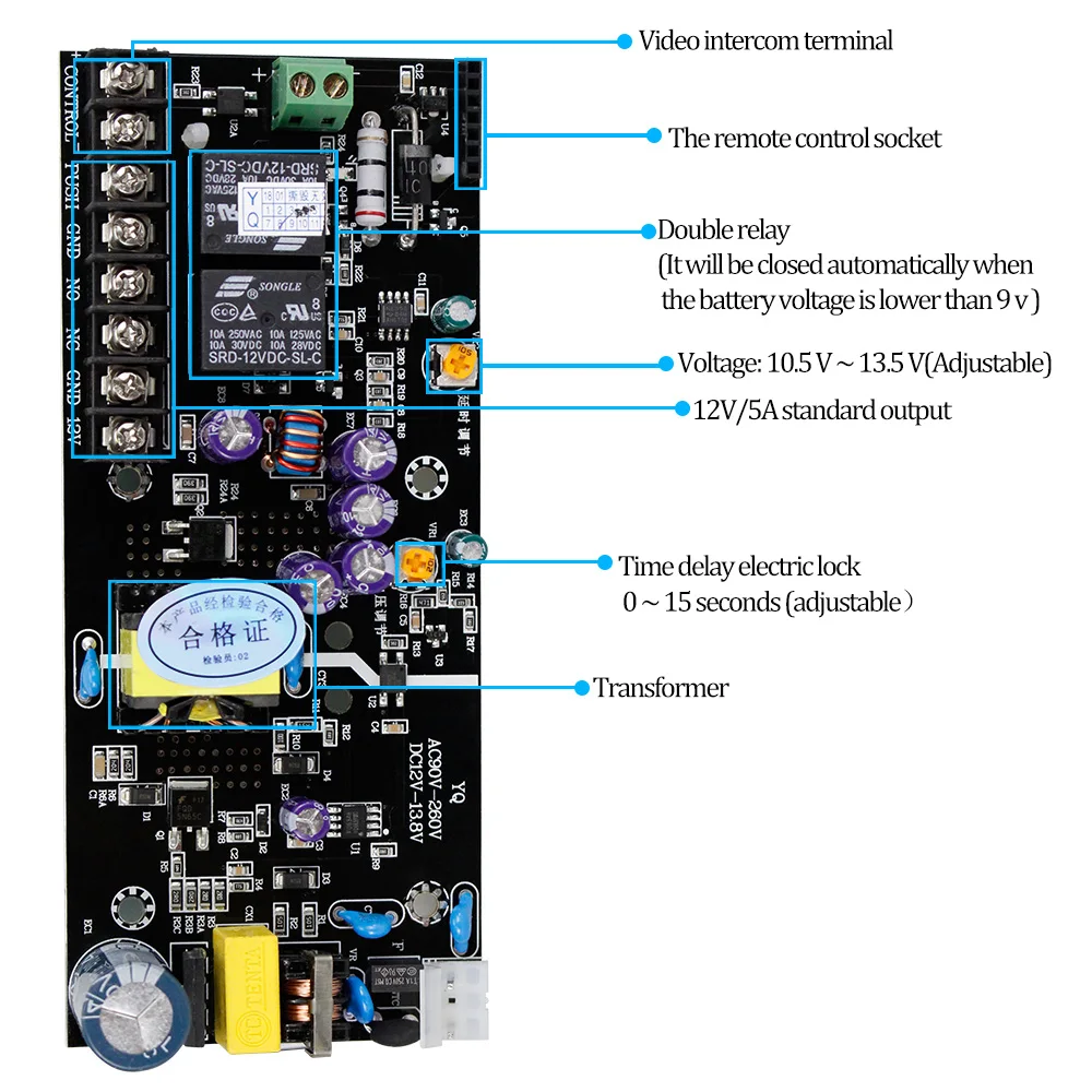 AC90V/260 V 5A источник питания с контролем доступа коробка DC12V UPS резервная батарея для всех видов электрического дверного замка с задержкой времени