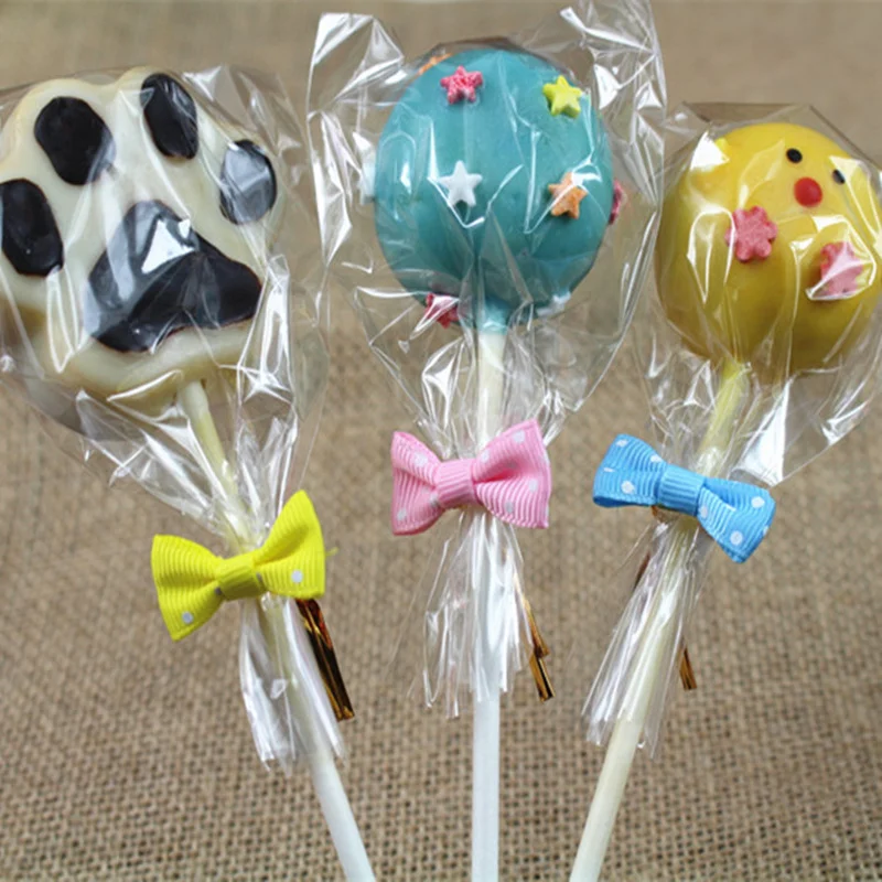 20pcs Dot Colorful bowknot Metallic Twist Tie for Cookie Biscuit Cake Sealing wire bakery packing Cookies Gift Bag Decorative