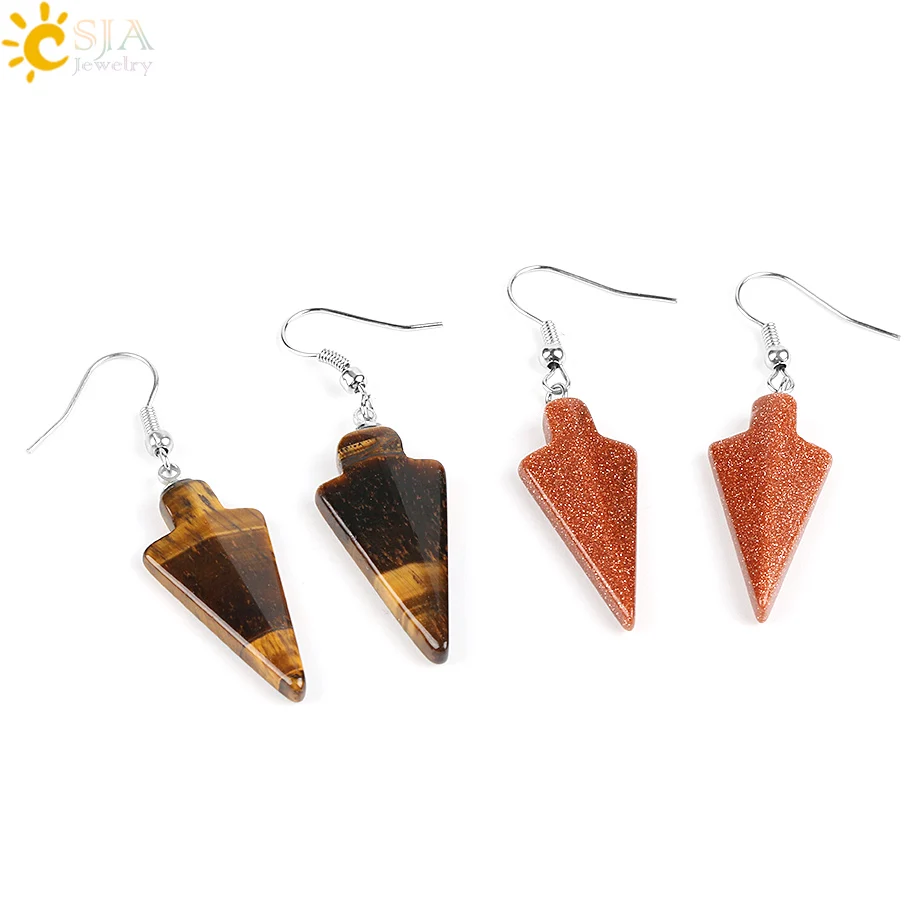 Серьги подвески CSJA Reiki Boho серьги в виде стрел с натуральным камнем Ушная подвеска