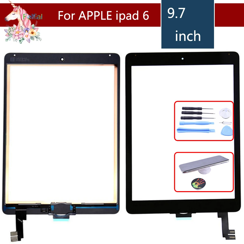 Для ipad Air 2 2nd ipad 6 A1567 A1566 сенсорный экран TP с кнопкой Home и клеевым дигитайзером Замена переднего стекла