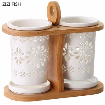 

Kitchen Dining&Bar Ceramic knife and fork storage rack Porous drainage knife fork storage box Tableware Kitchen storage supplies