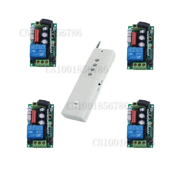 

3000M Long Range Remote Control Switch System 220V RF 4 Receivers+1Transmitter Through Wall For LED Light Lamp