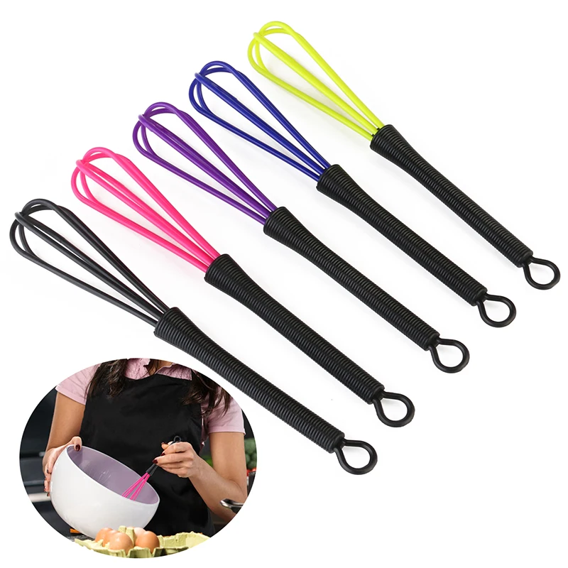 

5pcs Mini Size Plastic Salon Hairdresser Dye Balloon Whisk Useful New Handle Whisk Egg Beater Tool Kitchen Tool (Random Color)