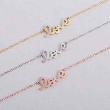 

Newest Fashion Factory Direct Sales Gold/Silver/Rose Gold "Love" Letter Necklace -30Pcs/Lot ( 3 Colors Free Collocation )
