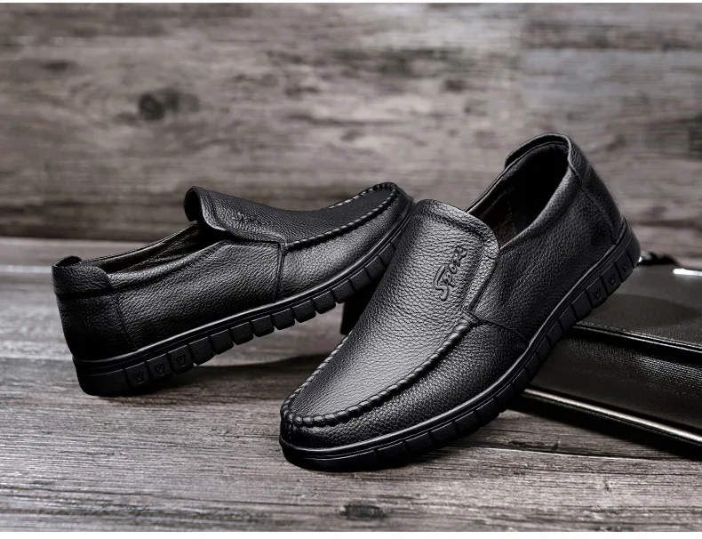 Mens Business Shoes Breathable Genuine Leather Loafers Dad Shoes Male Brand Men's Casual Shoes Cowhide Soft Comfortable A040