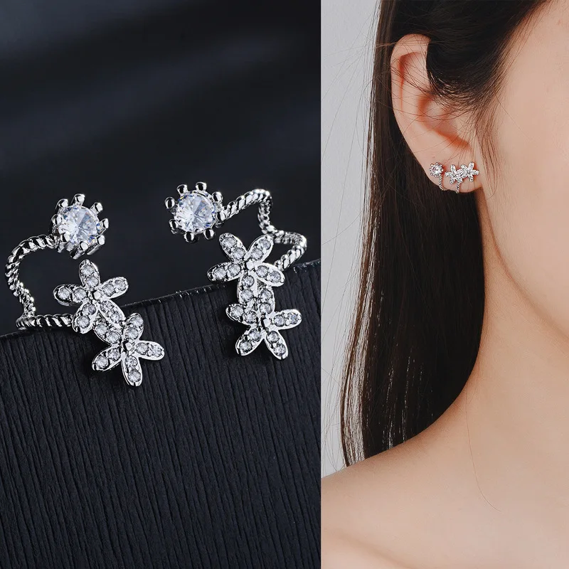 

Jewelry & Accessories,Fashion Jewelry,Stud Earrings. 925 silver flower curved earrings. Girl's gift