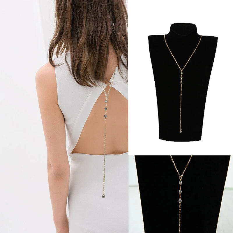 Simple Crystal Sexy Back necklace Body Chain Women Multilayer Harness
