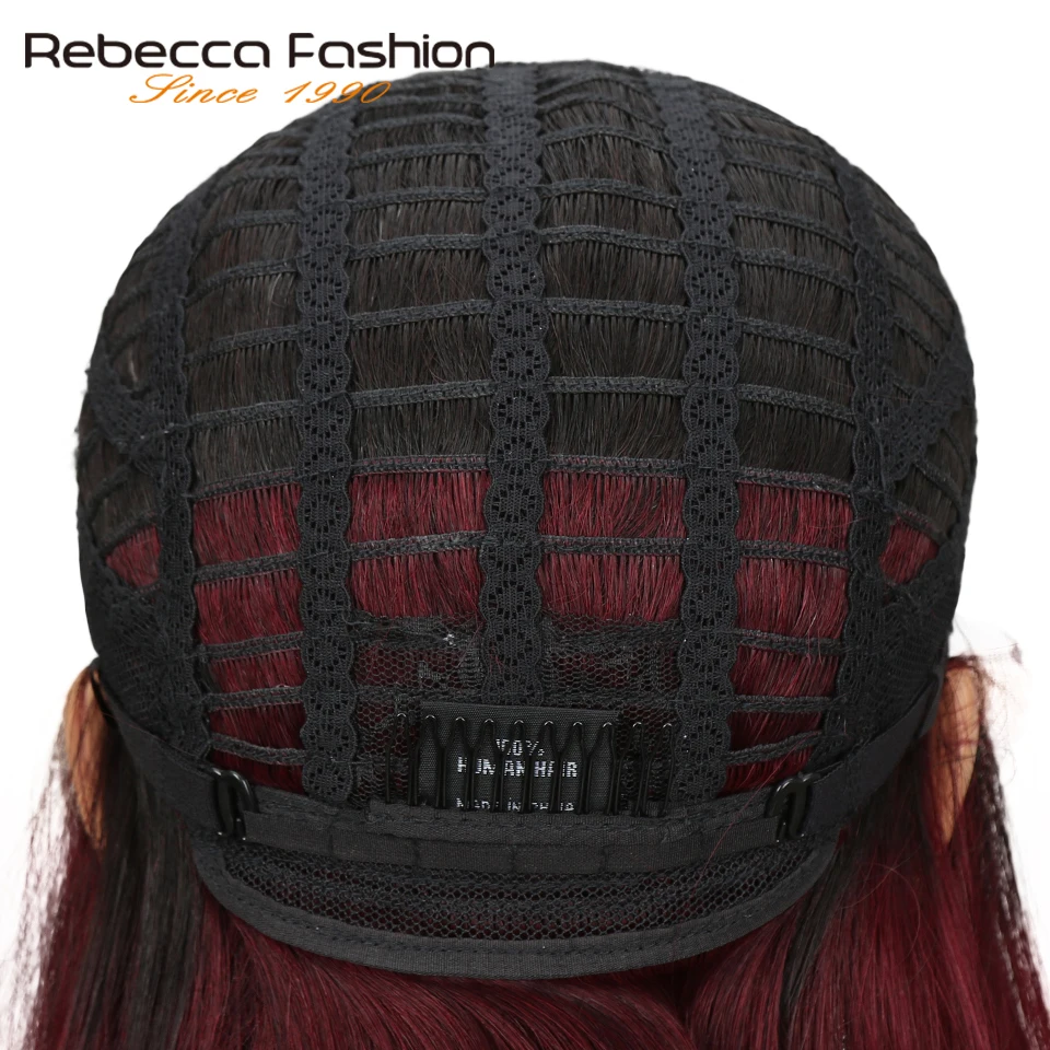 Rebecca короткий Боб Омбре волосы парики для женщин средняя часть бразильские прямые волосы Реми кружева спереди человеческие волосы парик 4 цвета выбор