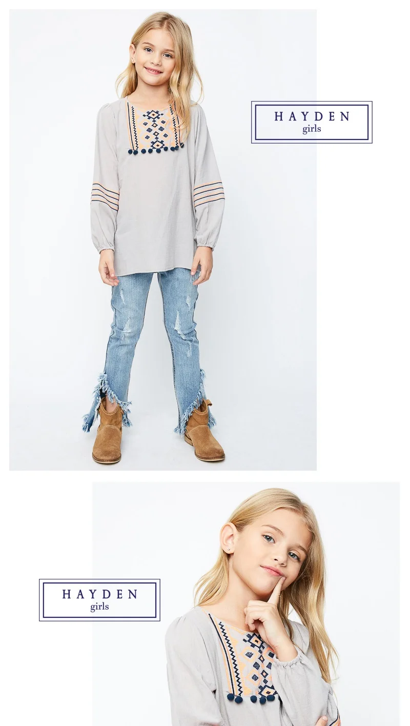 pom pom blouse girl G3898-1