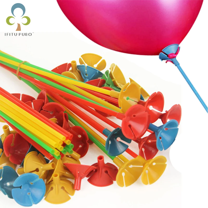 50 Sets 42cm Balloon Stick Colorful PVC Rods Balloon Holder Sticks With