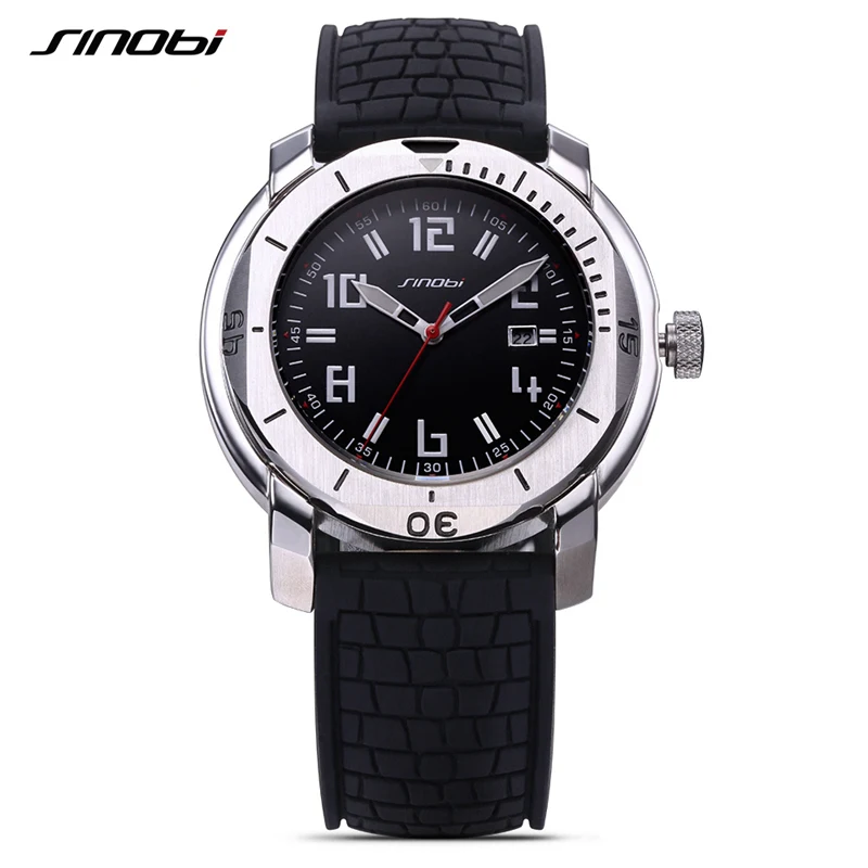 

SINOBI Men Outdoor Sports Wrist Watches Dive 10Bar Waterproof Rubber Watchband Luxury Brand Male Fishing Geneva Quartz Clock G12