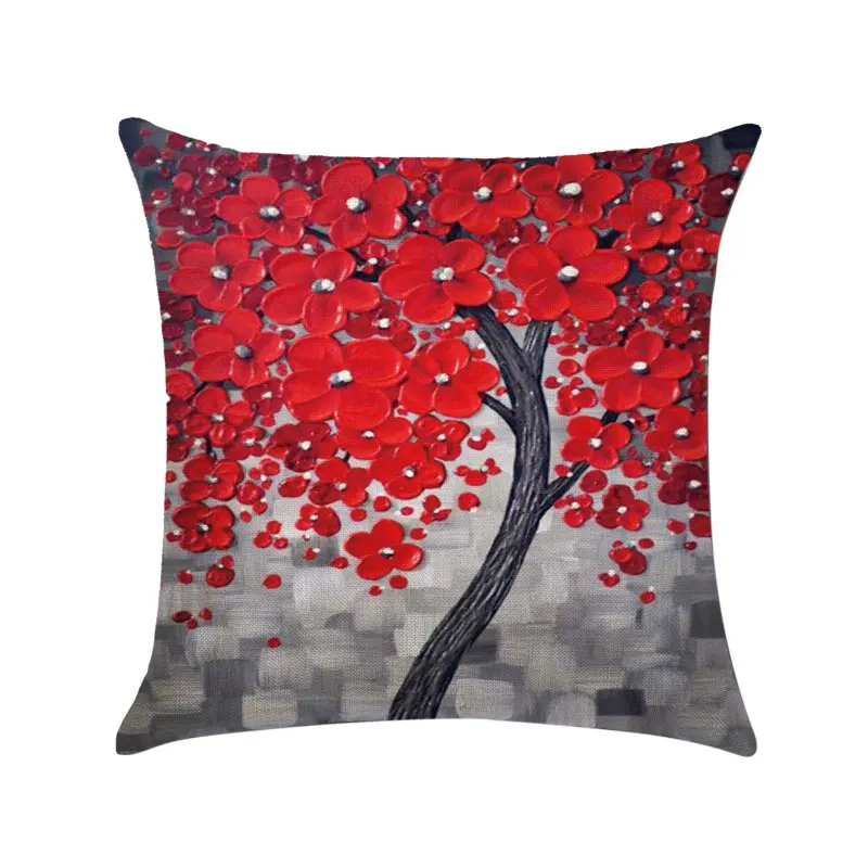 

Sofa Waist Flower Cotton Linen Pillow Cushion Case Throw Pillow Shell Square Living Room Decor