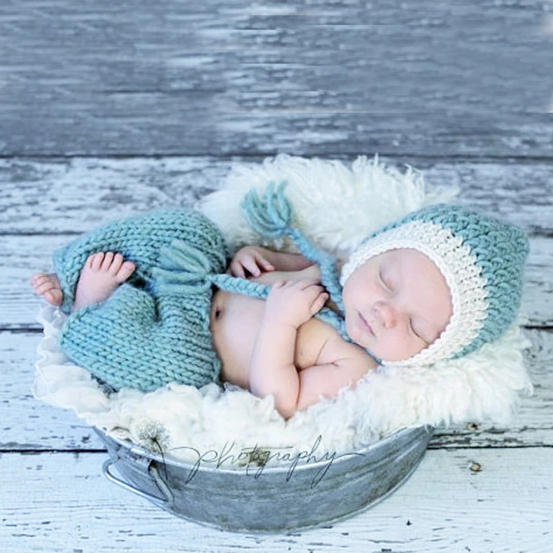 

Baby Photography Props Newborn Costume Outfit Clothes Infant Girls Boys Hat Pant Crochet Knit Clothing Photo Shoot Hat For Baby