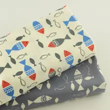 Booksew 2 個 50*160 センチメートル Cratoon 魚プリントグレーと白の色 100% 綿織物の装飾クッションスクラップブッキングカーテン(China)