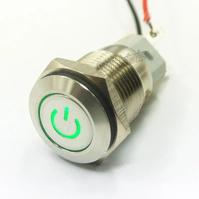 Harness Button Switch LED Latching ON OFF Stainless Steel 12V Waterproof 16mm 