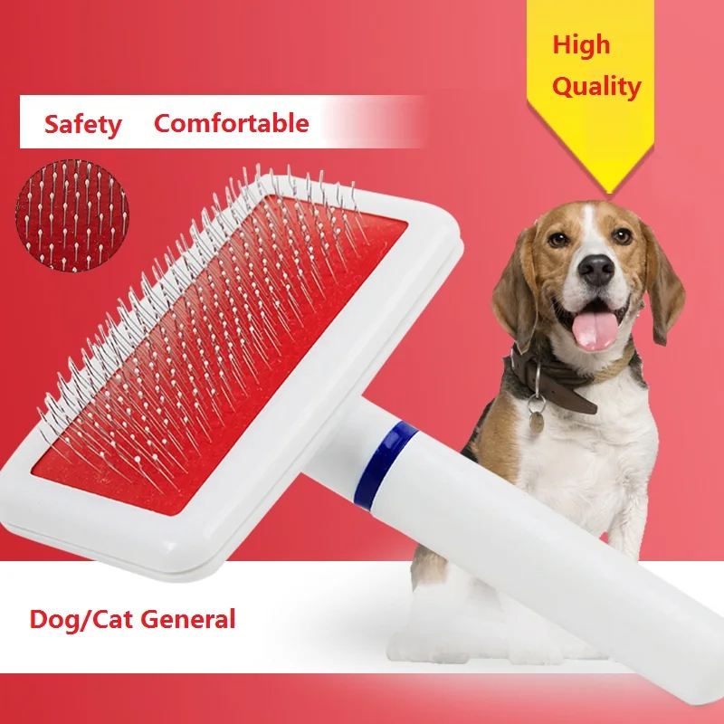 Practical Dog Brush Pet Dog Comb Long Hair Brush Plastic Handle Puppy