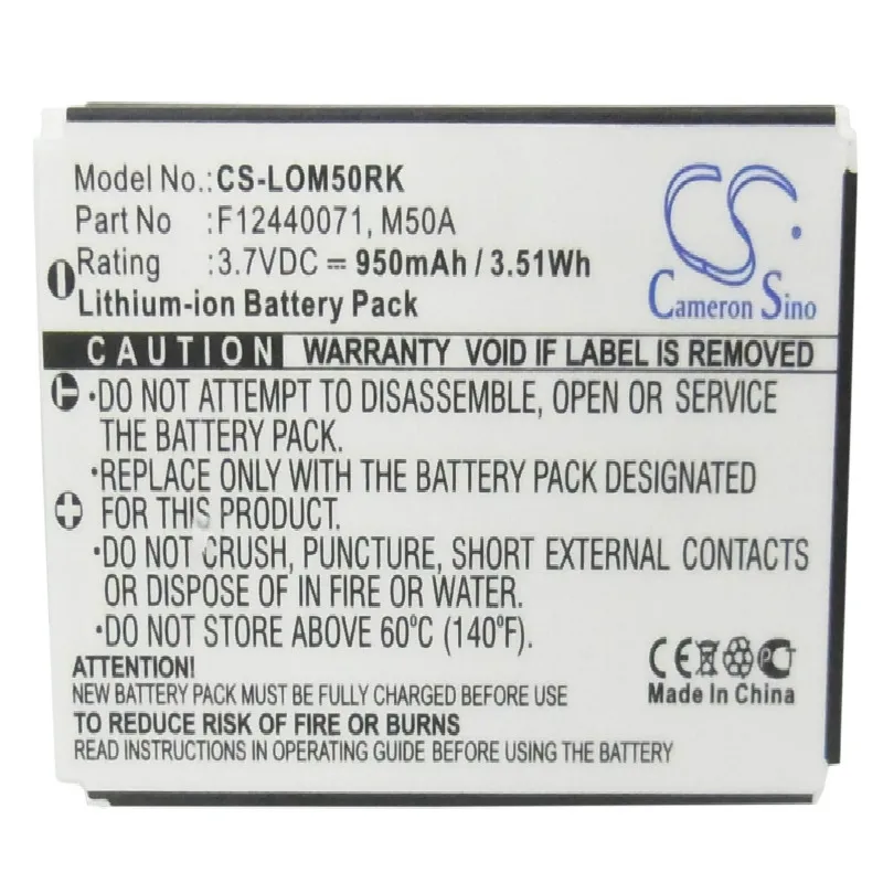 Cameron sino 950 mAh аккумулятор 190304-2004 F12440071 M50A для мини Y-RAY81 - Цвет: Black