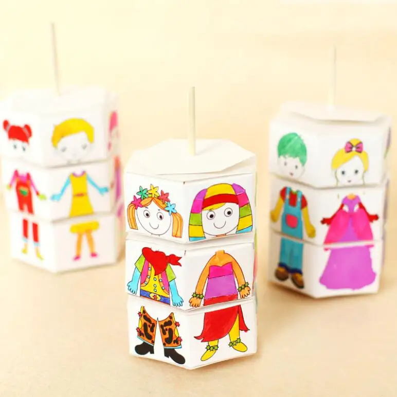 3 комплекта детская вращающаяся DIY Бумага цвет соответствия вращения сменная одежда кукла ручной работы Детский сад ремесло игрушки для детей GYH