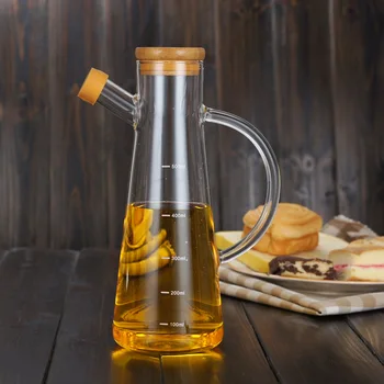 

500ML High Borosilicate Glass Olive Oil Vinegar Pot Dispenser Bottles Vinegar Can Cruet Storage With Handle & Lid Oil Bottles