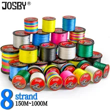 Josby trança linha de pesca 8 strand 300m 500m 1000 150m100% pe multifilamento trançado carpa linha de peixes voar pesca x super suave