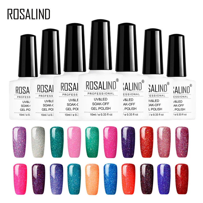 ROSALIND гель 1S 10 мл Лак для ногтей Радужный мерцающий R01 29 дизайна Полупостоянный