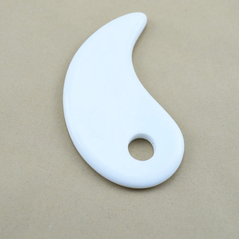 1 Pcs 100% natural white drilled jade guasha massage tool facial treatment scraping health care 1 Pcs 100% natural white drilled jade guasha massage tool facial treatment scraping health care