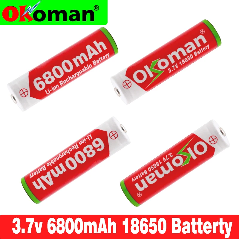3 7 V 18650 аккумулятор 6800mah литий ионная аккумуляторная батарея для светодиодного