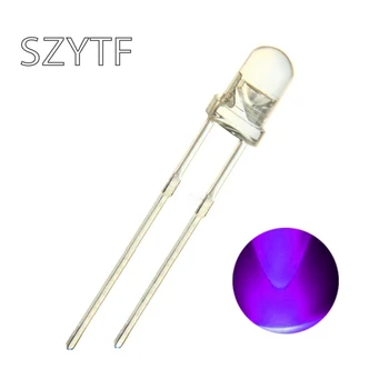 

100pcs 5mm Ultraviolet 395nm 400nm UV LED round