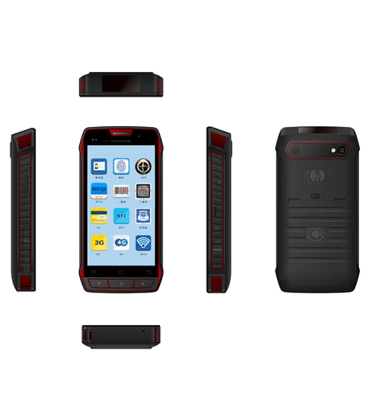 Портативный терминал 2D лазерный сканер штрих-кода Android 7,0 RFID считыватель UHF PDA 5," сборщик данных отпечатков пальцев прочный водонепроницаемый NFC