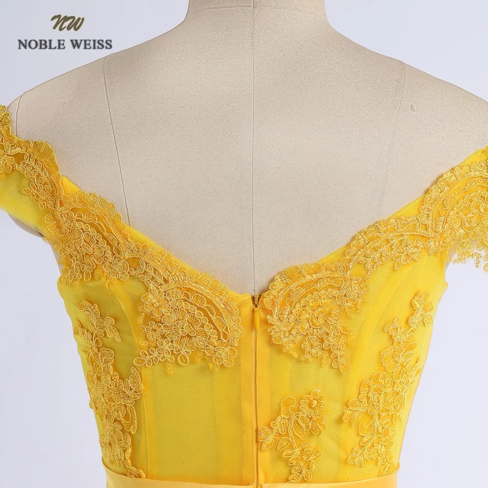 NOBLE WEISS желтое вечернее платье русалка аппликации свадебное платье с развертки поезд Дешевое платье для выпускного на заказ