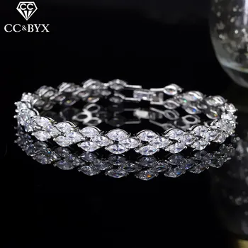 

CC Bracelets For Women Elegant Exquisite High Quality Shine Crystal Charm Bangle Wedding Accessories Bride Jewelry Gift S0086