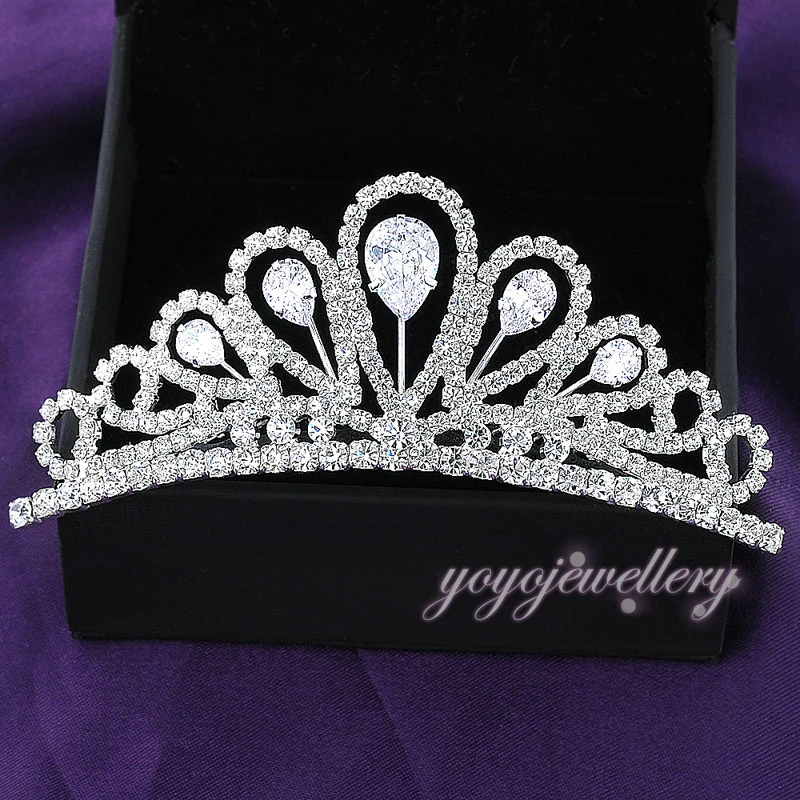 Mytys Putih Warna Cerah Kristal Tiara Crown untuk Wanita Rambut