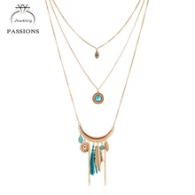 Simples Do Vintage Colar de Borla Longo Colar de Pingente Charme Acessórios Jóias Multi Layer Bohemian Colar Para Mulheres