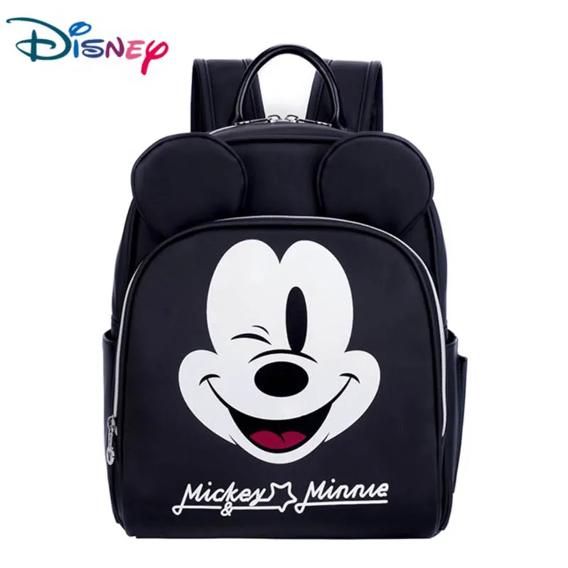 

Disney black Mummy bag cartoon Mickey backpack waterproof pu female Trendy handbag