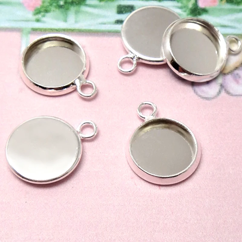 

20pcs Silver Plated Pendant Blanks with inner 10mm-25mm Bezel Setting Tray for Cameo Cabochons,Gem Base Wholesale DIY Jewelry